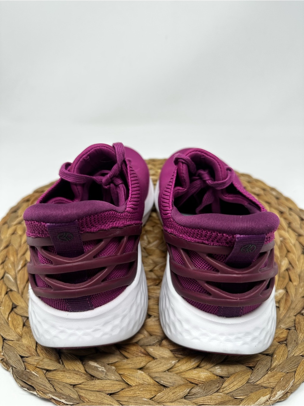 Kizik Athens Knit Hands Free Shoes Lace Up Sneakers Purple Magenta White - Picture 7 of 9